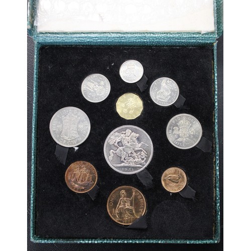 90 - 1951 Festival of Britain proof set, George VI, in original green box of issue. Some uneven toning th... 