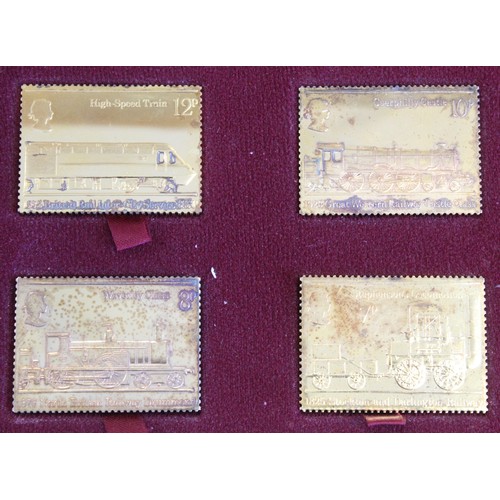 319 - Passenger Railway 150th Anniversary 1825-1975, a set of 4 sterling silver hallmarked replicas of pos... 