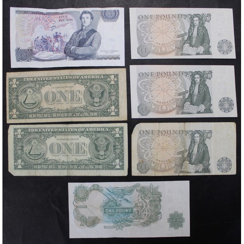 2 - A selection of UK & USA guillotine error banknotes (7). Fair to gVF including a pair of Page £1 ... 