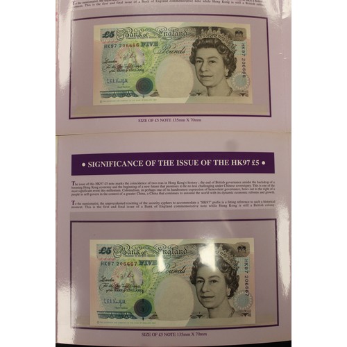 8 - Bank of England HK97 £5 banknotes (2) with consecutive serial numbers. Produced as commemorative iss... 