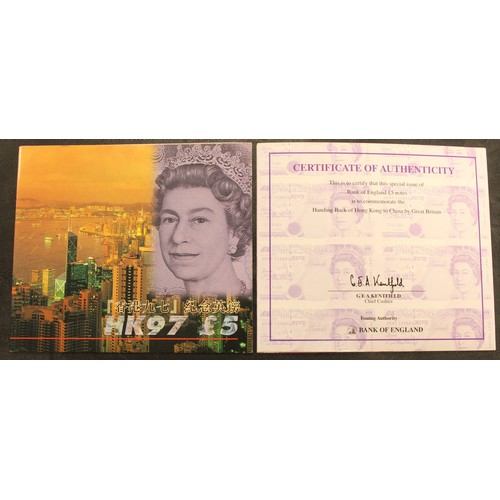 8 - Bank of England HK97 £5 banknotes (2) with consecutive serial numbers. Produced as commemorative iss... 