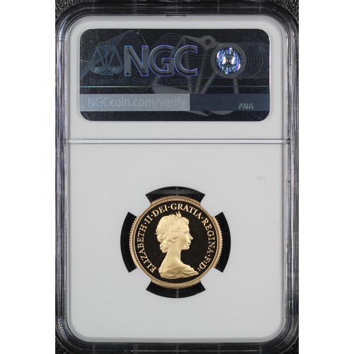 116 - NGC PF69 Ultra Cameo 1979 Proof sovereign, Elizabeth II. Presented in Modern Sovereign holder. A sup... 