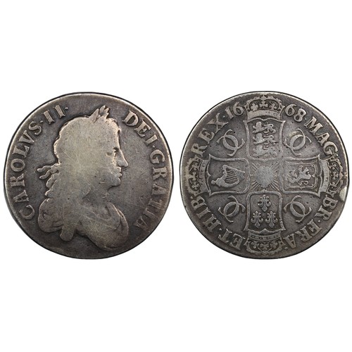 76 - 1668 Crown, Charles II. Edge VICESIMO. Possibly 8/7 with some tell-tale signs to the top of digit bu... 