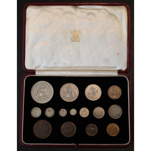 87 - 1937 15-coin Coronation proof set, George VI. An unevenly toned set, perhaps made over the years. Th... 