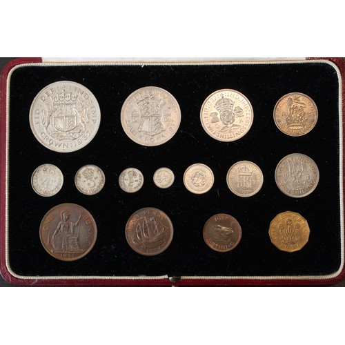 87 - 1937 15-coin Coronation proof set, George VI. An unevenly toned set, perhaps made over the years. Th... 