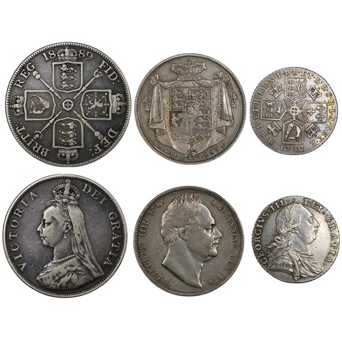 71 - A small assortment of pre-1920 silver including 1787 shilling (no hearts), 1834 half crown & 188... 