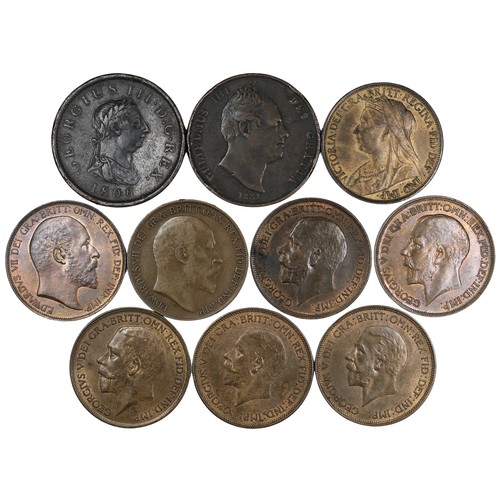 48 - Pennies (10) including 1806, 1831, 1897, 1902, 1910, 1919, 1920, 1921, 1935 & 1936. The earlier ... 