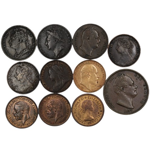 41 - Farthings & half penny (11) including farthings dated 1825 (laureate bust), 1830, 1835, 1884, 18... 