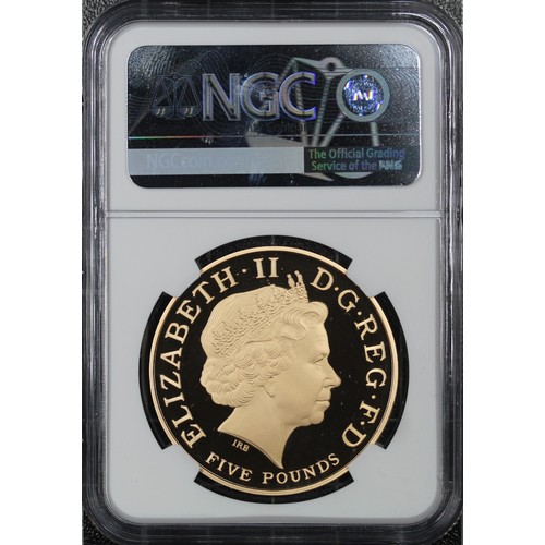 137 - NGC PF69 Ultra Cameo 2008 gold proof five pounds (£5) commemorating the 450th Anniversary of the Acc... 