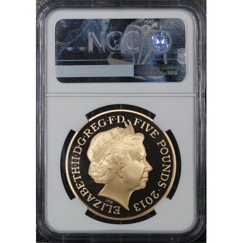 141 - NGC PF70 Ultra Cameo 2013 gold proof five pounds (£5) commemorating 60th Anniversary of the Coronati... 