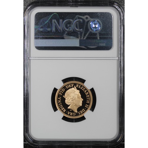 120 - NGC PF70 Ultra Cameo 2022 Proof sovereign, Elizabeth II. Platinum Jubilee special reverse design by ... 