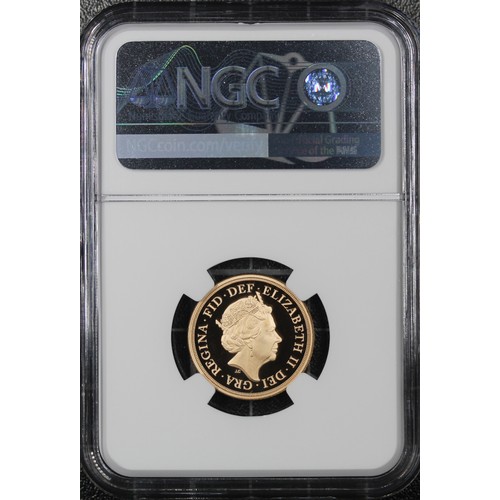 121 - NGC PF70 Ultra Cameo 2022 Piedfort proof sovereign, Elizabeth II. Platinum Jubilee special reverse d... 