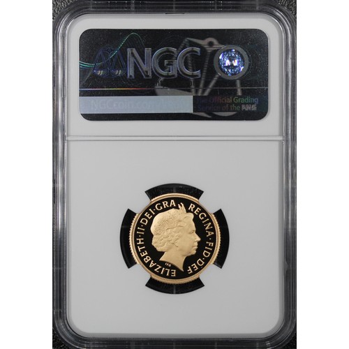 110 - NGC PF70 Ultra Cameo 2013 Proof sovereign, Elizabeth II. Obverse portrait by Ian Rank-Broadley. As s... 