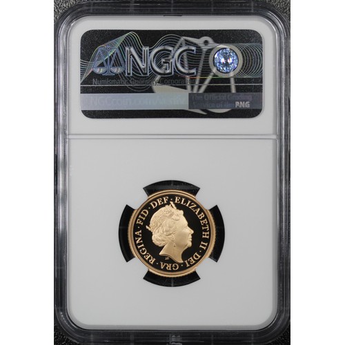 119 - NGC PF70 Ultra Cameo 2021 Proof sovereign, Elizabeth II. Crowned 95 privy in exergue celebrating Her... 