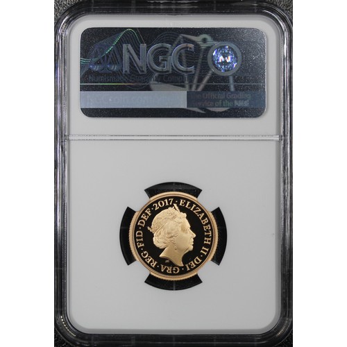 115 - NGC PF70 Ultra Cameo 2017 Proof sovereign, Elizabeth II. Special reverse design commemorating the 20... 