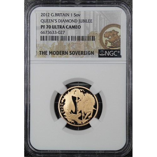 108 - NGC PF70 Ultra Cameo 2012 Proof sovereign, Elizabeth II. Special reverse with stylised St. George &a... 