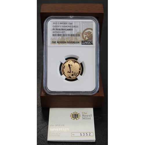 108 - NGC PF70 Ultra Cameo 2012 Proof sovereign, Elizabeth II. Special reverse with stylised St. George &a... 