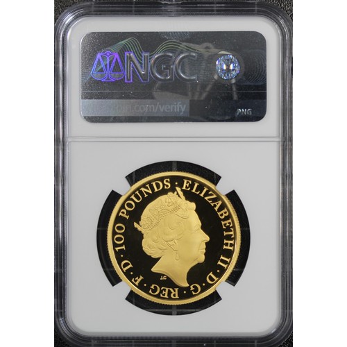 163 - NGC PF70 Ultra Cameo 2021 The Gold Standard 1oz gold proof, Elizabeth II. Reverse design by Dominiqu... 