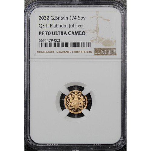 155 - NGC PF70 Ultra Cameo 2022 3-coin sovereign set, Elizabeth II. Platinum Jubilee special reverse desig... 