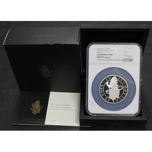 4 - NGC PF70 Ultra Cameo 2017 5oz silver Queen's Beasts The Lion of England. The first in the series of ... 