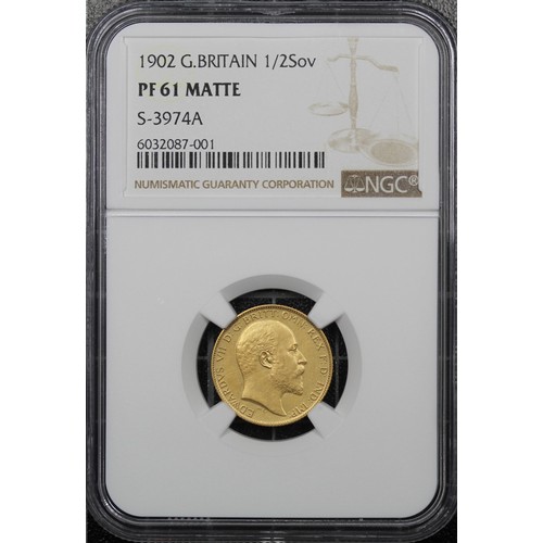 78 - 1902 Matt proof half sovereign, NGC PF61, Edward VII. An attractive example, the matt effect general... 