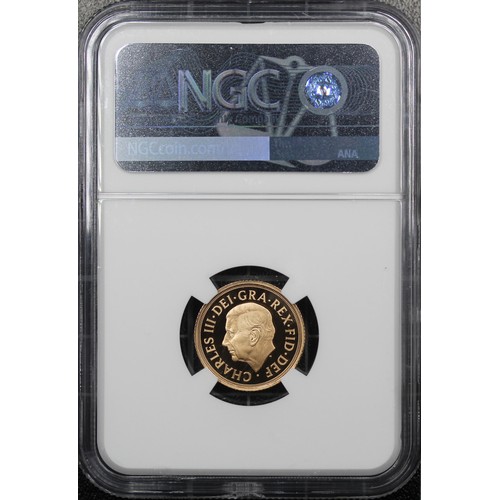 88 - NGC PF70 Ultra Cameo 2022 Proof half sovereign, Charles III. Memorial special reverse design by Jody... 