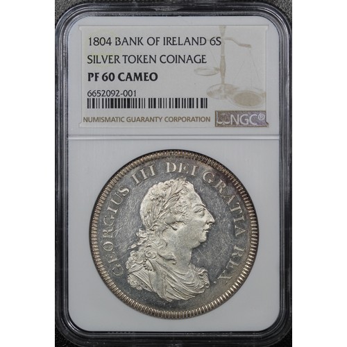 69 - Ireland, Bank of Ireland 1804 six shillings, NGC PF60 Cameo, George III. Struck in silver by Conrad ... 