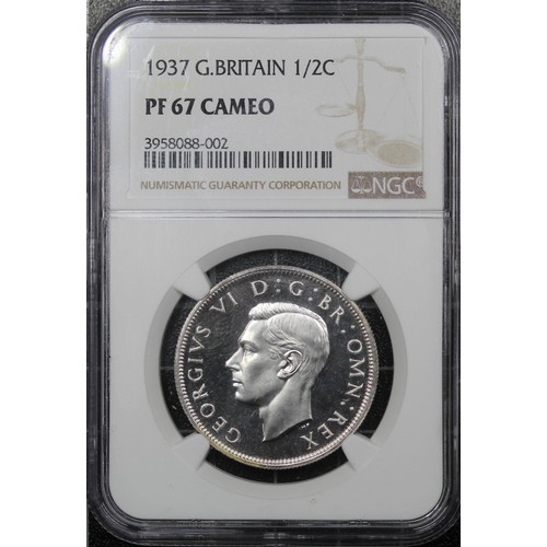 66 - Top Pop 1937 Proof halfcrown, NGC PF67 Cameo, George VI. A spectacular high quality example rated jo... 