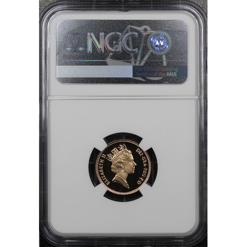 80 - NGC PF70 Ultra Cameo 1987 Proof half sovereign, Elizabeth II. Obv. portrait by Raphael Maklouf.  Obv... 