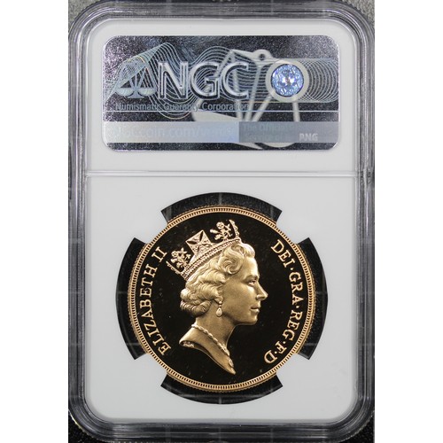 131 - NGC PF69 Ultra Cameo 1985 Proof 5 sovereigns/five pounds, Elizabeth II. Rev. St. George and dragon, ... 