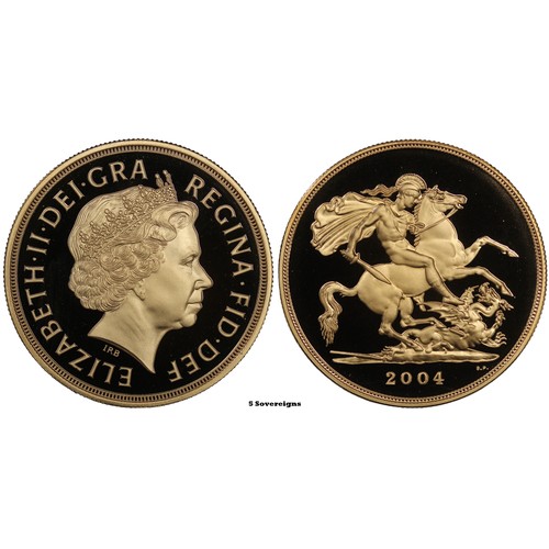 149 - 2004 4-coin gold proof sovereign set, Elizabeth II. Rev. with St. George & the Dragon, Obv. port... 