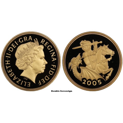 150 - 2005 4-coin gold proof sovereign set, Elizabeth II. Special reverse design with stylised St. George ... 