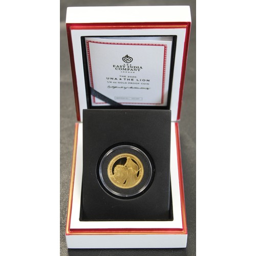 168 - St. Helena, 2020 Gold proof £2 featuring a stylised depiction of Una & The Lion. Cased with COA ... 