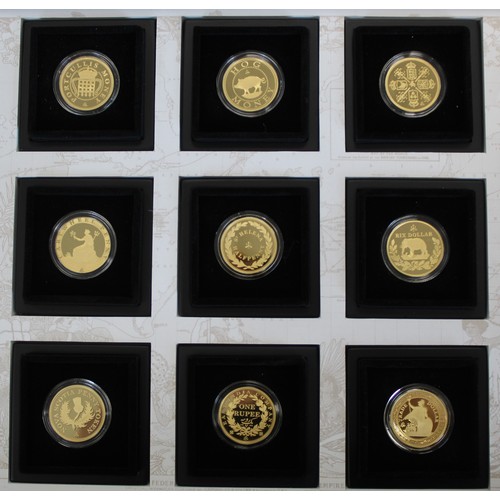 166 - St. Helena 2019 gold proof Empire Collection. Comprising modern reproduction of nine of the worlds m... 