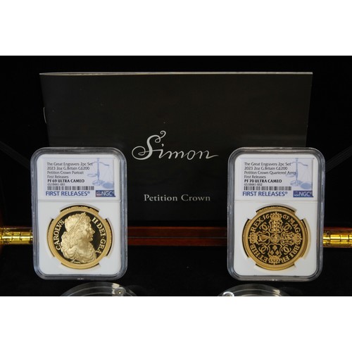 159 - 2023 Great Engravers Petition Crown gold proof 2oz 2-coin set. Featuring the iconic and much heralde... 