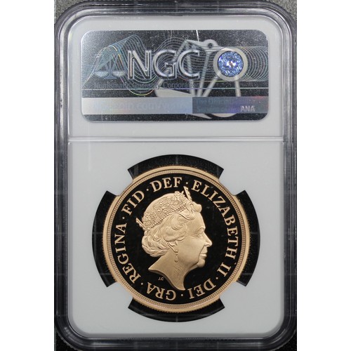 145 - NGC PF70 Ultra Cameo 2021 Proof 5 sovereigns/five pounds, Elizabeth II. Crowned 95 privy in exergue ... 