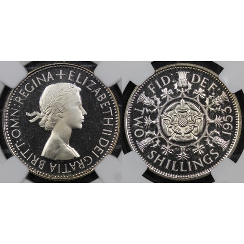 62 - 1953 Proof florin, NGC PF66+ Ultra Cameo, Elizabeth II. Ultra Cameo examples of the Coronation coina... 