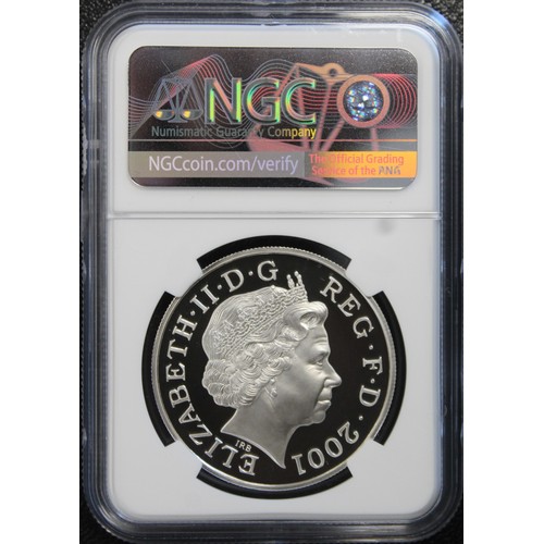 202 - NGC PF69 Ultra Cameo 2001 silver proof £5, Elizabeth II. Struck to commemorate the 100th anniversary... 