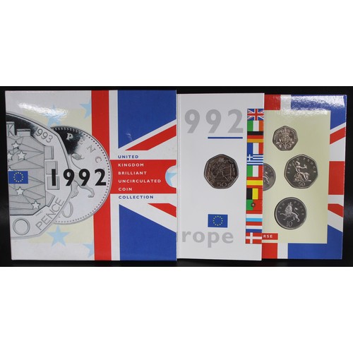 388 - BUNC 1992 year set including the scarce 1992-1993 dual date EEC 50p and first small type 10p. All co... 