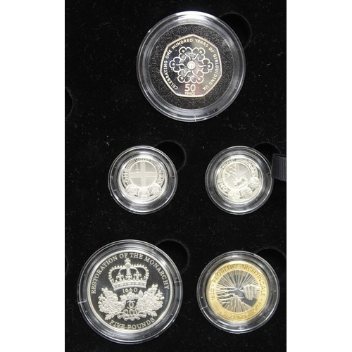 394 - 2010 Royal Mint 13-coin silver proof set including London & Belfast £1 coins and Restoration of ... 