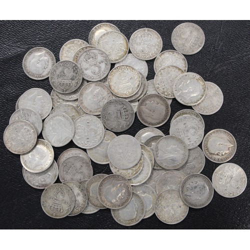 409 - Over 150 silver threepence including 95 pre-1947 and 63 pre-1920. Predominantly 20th century issues ... 