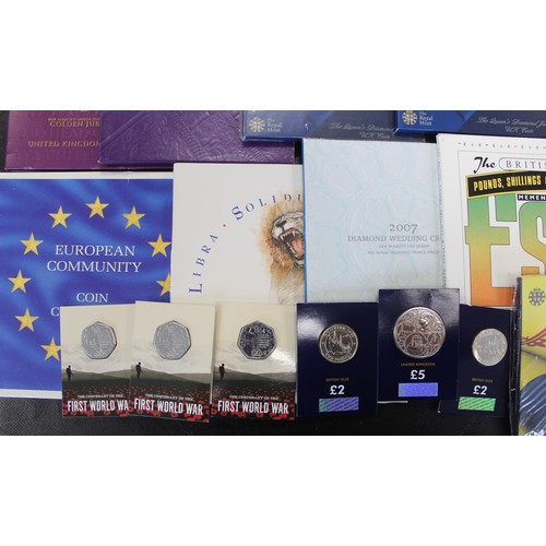 416 - An extensive offering of mainly BUNC coins and sets (43) of varied interest. Includes a mix of UK an... 