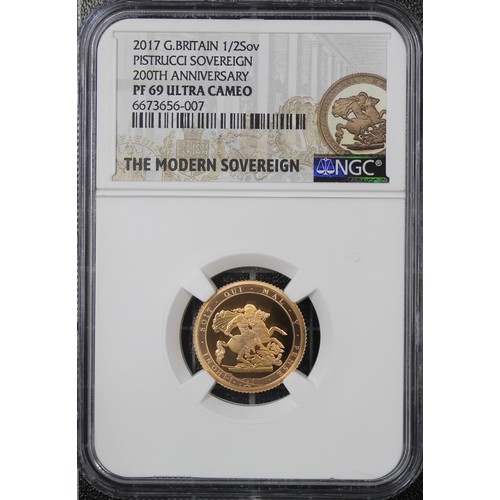 149 - NGC PF69 Ultra Cameo 2017 Proof half sovereign, Elizabeth II. Special reverse design commemorating t... 