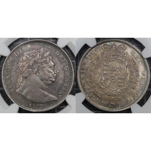 127 - 1817 Halfcrown, NGC MS61, George III. Obv. large 