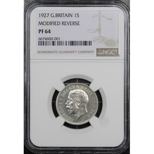 115 - 1927 Proof Shilling, NGC PF64, George V. Bright and vibrant, a few light marks otherwise synonymous ... 