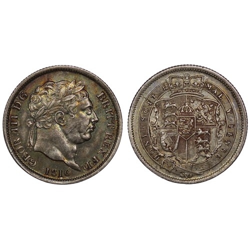 105 - 1816 Shilling, George III. A small scratch above bust and light planchet flaw to reverse. Handsomely... 