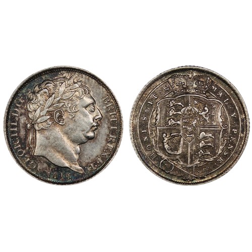 84 - 1816 Sixpence, George III. An attractive example with toning to the obverse of rich blues paired wit... 