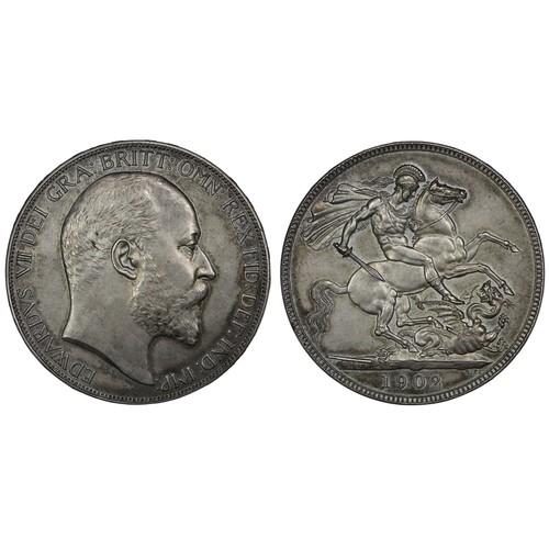 142 - 1902 Matt proof crown, Edward VII. Vertical scratch in neck, a few odd marks besides. Once wiped oth... 