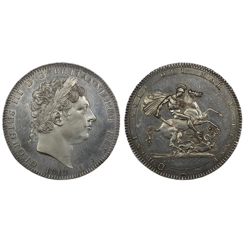 139 - 1818 Crown, George III, edge LVIII. A bold and attractive example. The fields hairlined but this not... 