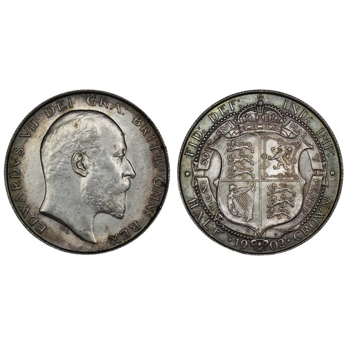 131 - 1902 Halfcrown, Edward VII. Odd notable contact mark including trio by ear otherwise a very presenta... 